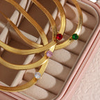 Ebbelle moda aço inoxidável brilhante vermelho rosa zircão pedra gargantilha colar 18k banhado a ouro espinha de peixe corrente jóias