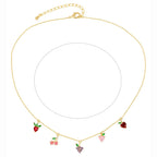 E.B. Belle-18k Colares banhados a ouro para mulheres, joias bonitas da moda coreana, cereja, uva, pêssego, gargantilha de frutas múltiplas, verão, quente