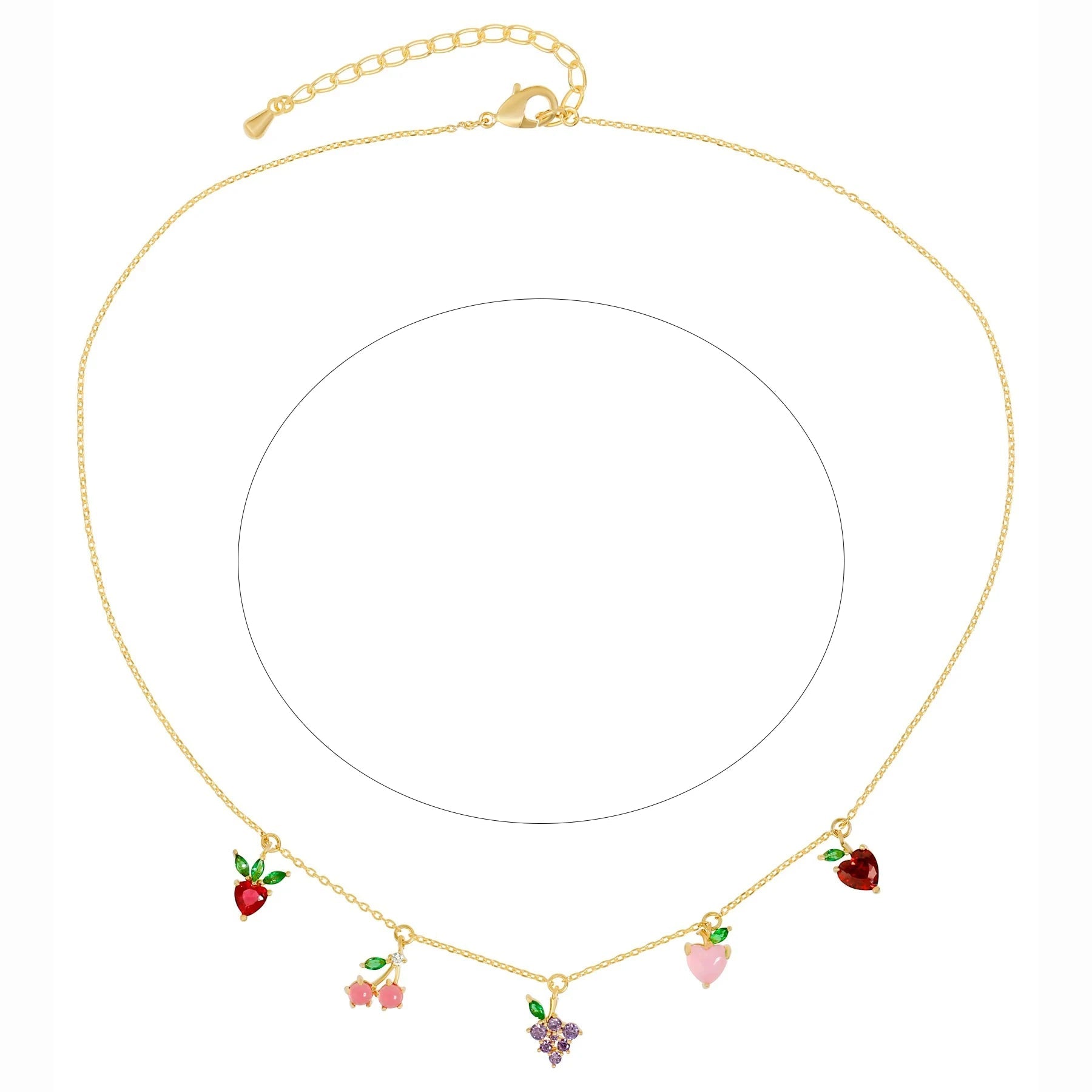 E.B. Belle-18k Colares banhados a ouro para mulheres, joias bonitas da moda coreana, cereja, uva, pêssego, gargantilha de frutas múltiplas, verão, quente