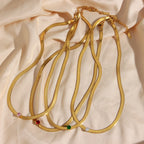 Ebbelle moda aço inoxidável brilhante vermelho rosa zircão pedra gargantilha colar 18k banhado a ouro espinha de peixe corrente jóias