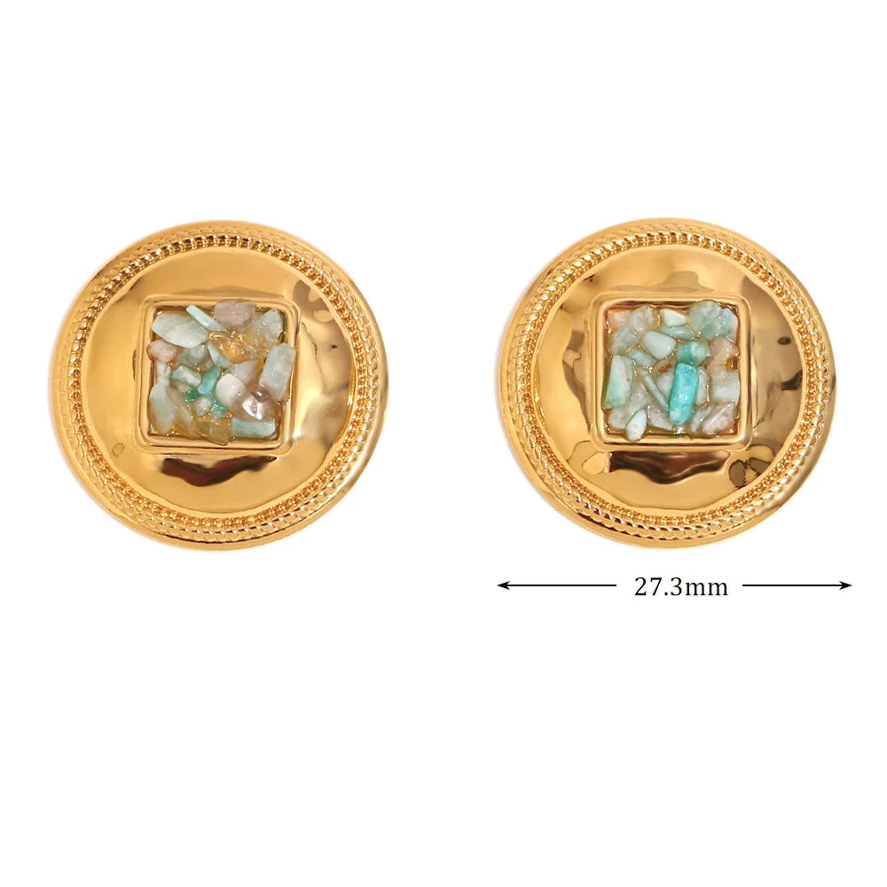 Brincos Vintage Redondos com Pedra