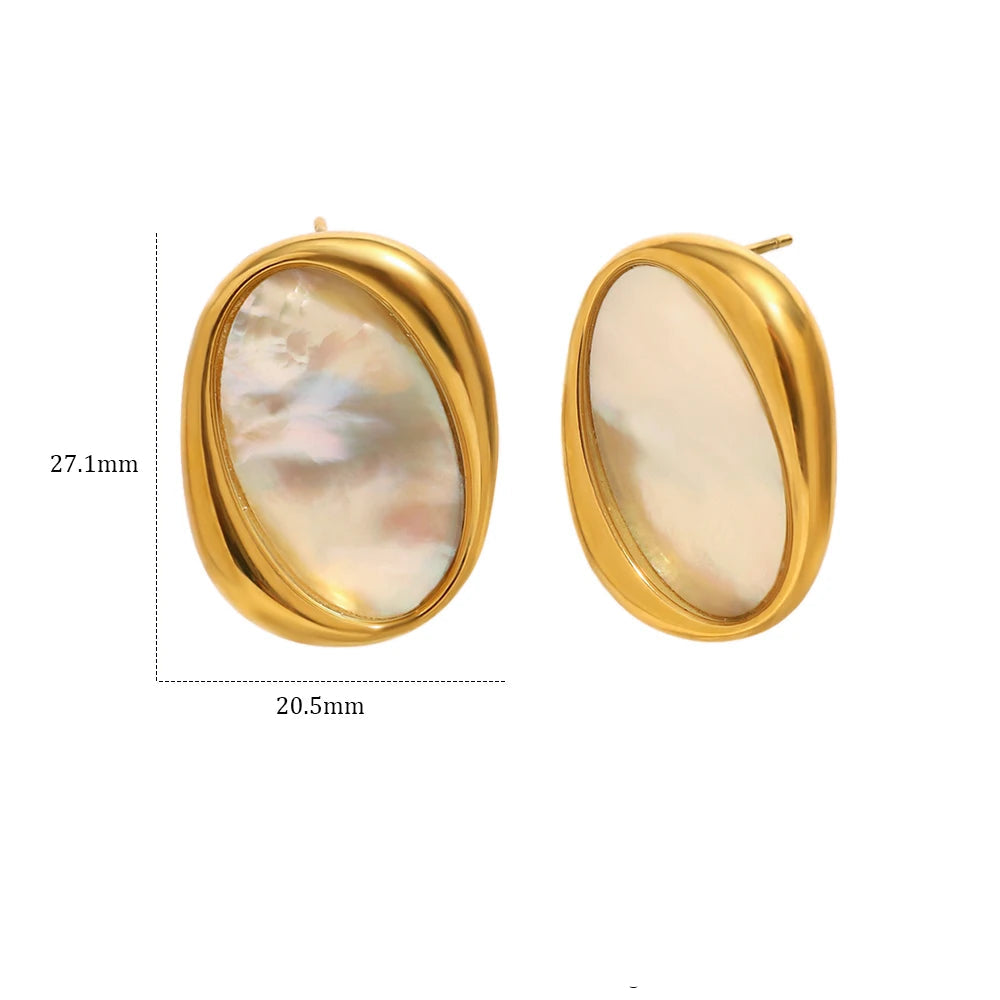 Conjunto Elegante de Joias de Concha Oval