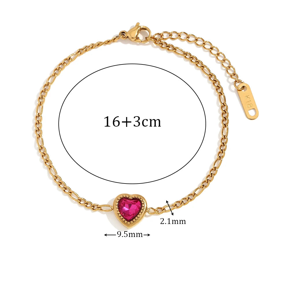 Pulseira Coração Zircão Vermelho
