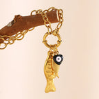 Ebbelle novo estilo oceano peixe pingente colar de aço inoxidável pvd chapeamento primavera fivela diy acessórios jóias femininas