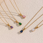 Ebbelle verão colorido colar de cristal aço inoxidável banhado a ouro à prova dwaterproof água waterdrop pingente colar para casamento