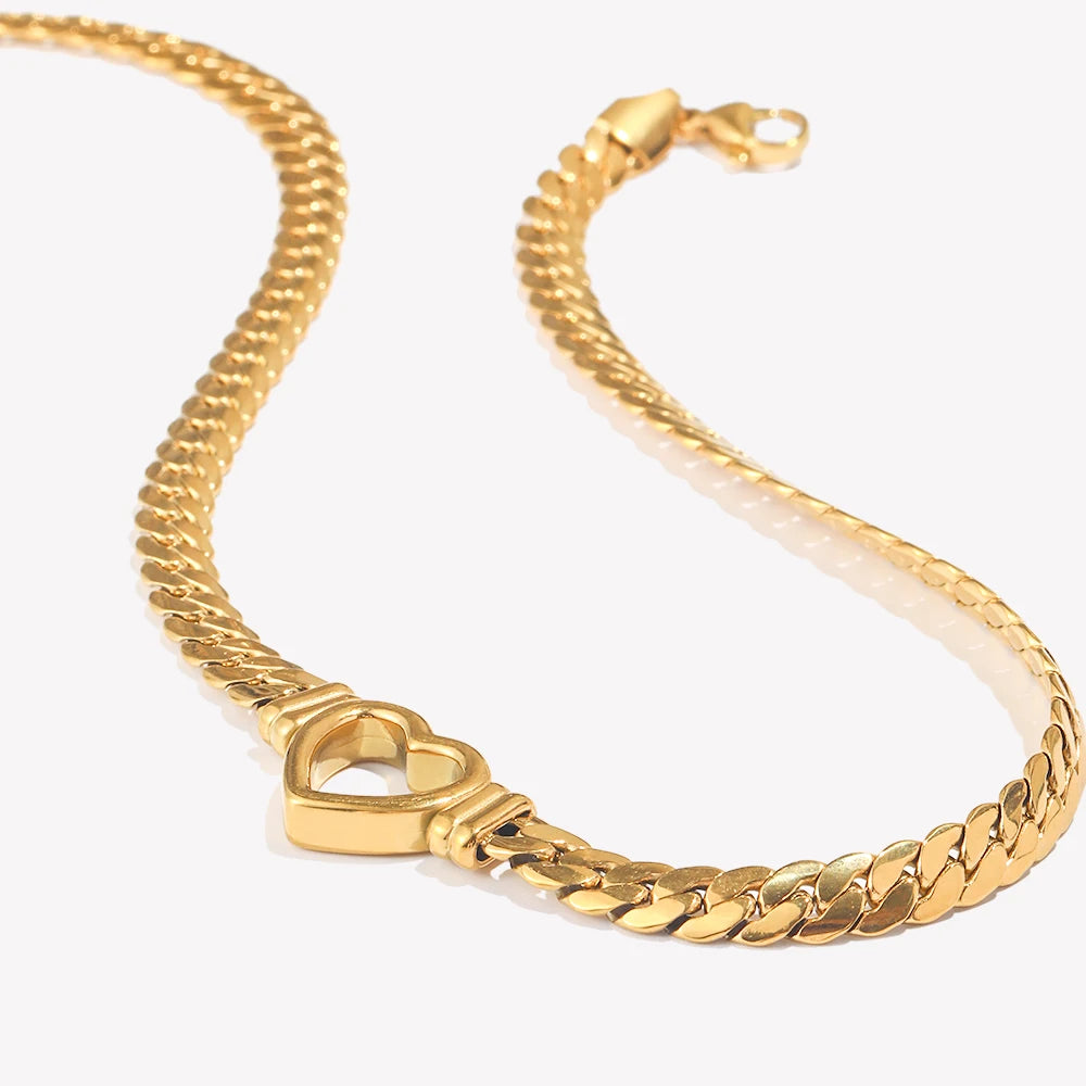 Ebbelle oco coração pingente corrente gargantilha de aço inoxidável feminino pescoço corrente à prova dwaterproof água 18k banhado a ouro jóias pingentes