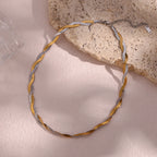 E.B. Belle-Trançado Cadeia Colar, Herryingbone Cadeia, Mix Gargantilha, Aço Inoxidável Curto, 2 Tons, Venda Quente