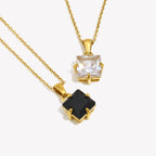 Ebbelle caixa de presente de jóias de natal zircônia cúbica pedra pingente colar quadrado vermelho verde preto branco rosa pedra colar