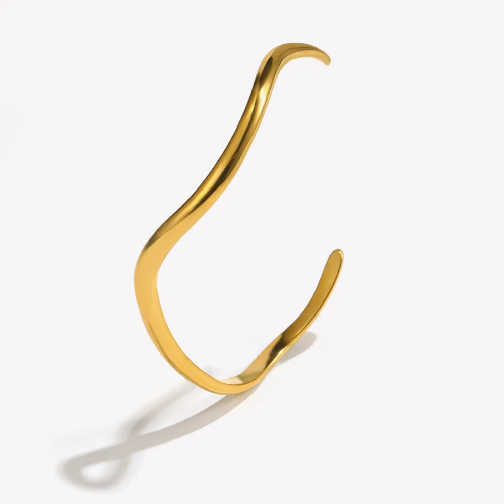 Ebbelle 2024 novo em férias praia acessórios à prova dwaterproof água forma de onda manguito pulseira para mulher pulseiras de aço inoxidável