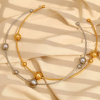 Ebbelle gargantilha com miçangas redondas de vários tamanhos, colar de aço inoxidável de alta qualidade banhado a ouro 18K joias da moda feminina