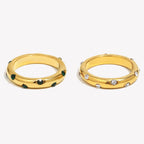 Anel liso redondo E.B.belle verde branco colorido acessórios banhados a ouro 18K anel de aço inoxidável 316L