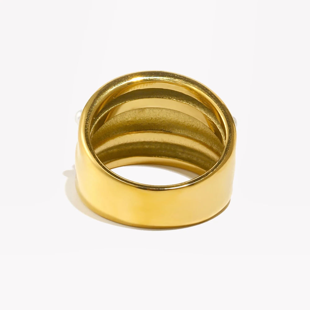 Ebbelle clipe mini anel de pérola estilo elegante aço inoxidável 18k banhado a ouro joias femininas para festa charme hipoalergênico