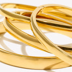 Ebbelle Pulseiras de formato oval com protuberância brilhante de vários tamanhos 18K banhado a ouro em aço inoxidável joias femininas hipoalergênicas à prova d'água