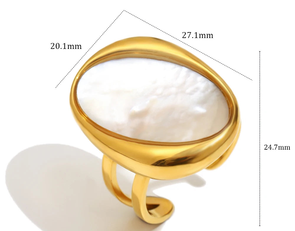 Conjunto Elegante de Joias de Concha Oval