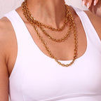 Corrente de ligação banhada a ouro para mulheres, colares hiphop volumosos, pulseiras de perna, gargantilha dourada, cor prata, estilo de rua, senhora