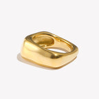 Ebbelle Anel geométrico quadrado simples cor prata anéis de aço inoxidável para decoração feminina acessórios banhados a ouro 18K