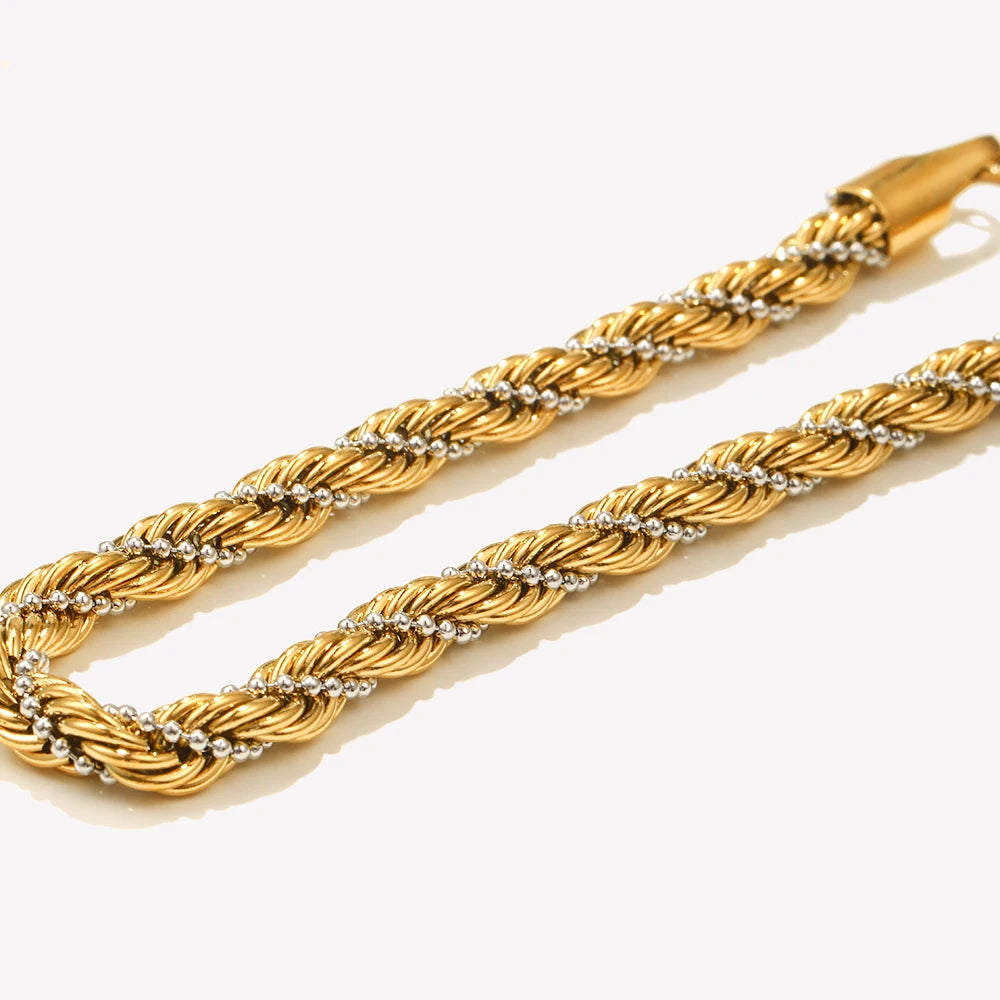 Ebbelle contas de clipe de cores mistas pulseira torcida tornozeleira corrente pvd banhado a aço inoxidável acessório de joias femininas