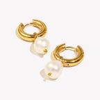 Ebbelle 2024 novo minimalista à prova dwaterproof água jóias de aço inoxidável mulher brinco natural de água doce pérola brincos de argola para mulher