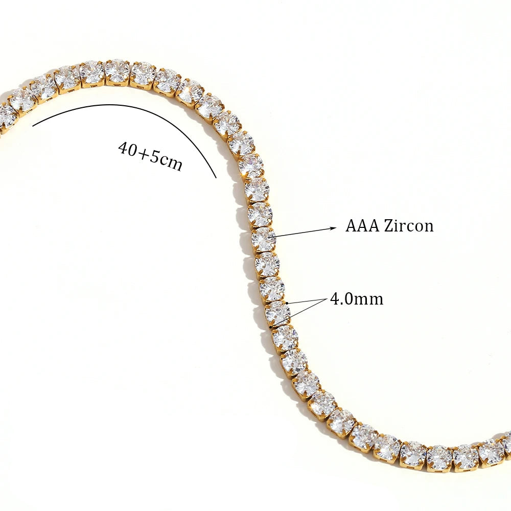 Colar Luxo Zircônia Banhado a Ouro