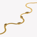 Moda Banhado A Ouro Herryingbone Cadeia Zircônia Cúbica Pavimentada Mau Olho Gargantilha Estilo Declaração Colar Para Mulher украшения на шею