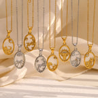 Ebbelle novo design de aço inoxidável constelação pingente colar banhado a ouro festa moda feminina pescoço jóias