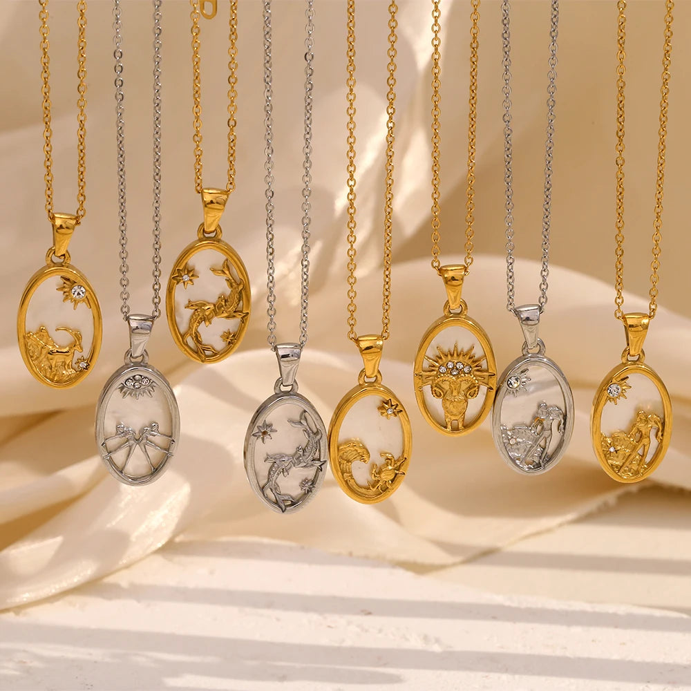 Ebbelle novo design de aço inoxidável constelação pingente colar banhado a ouro festa moda feminina pescoço jóias