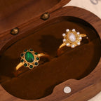 Ebbelle luxuoso elegante moda pérola anel 316l aço inoxidável anel feminino 18k acessórios banhados a ouro