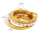 Anel Elegância Pérola Três Camadas