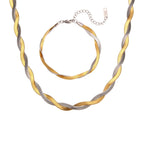 E.B. Belle-Trançado Cadeia Colar, Herryingbone Cadeia, Mix Gargantilha, Aço Inoxidável Curto, 2 Tons, Venda Quente