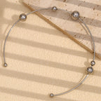 Ebbelle gargantilha com miçangas redondas de vários tamanhos, colar de aço inoxidável de alta qualidade banhado a ouro 18K joias da moda feminina