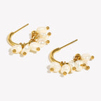 E.B.belle Brincos de argola de pérola de água doce super elegantes e delicados, mini brinco de pérola de ouro banhado a ouro 18K