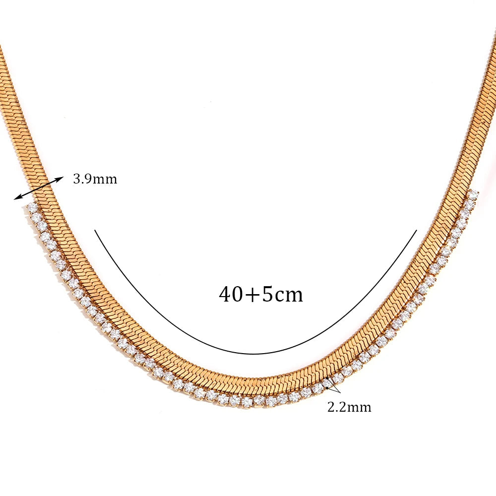 Gargantilha Zircônia Banhado a Ouro