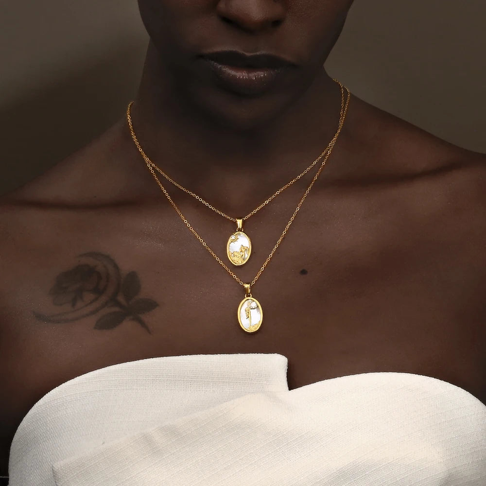 Ebbelle novo design de aço inoxidável constelação pingente colar banhado a ouro festa moda feminina pescoço jóias