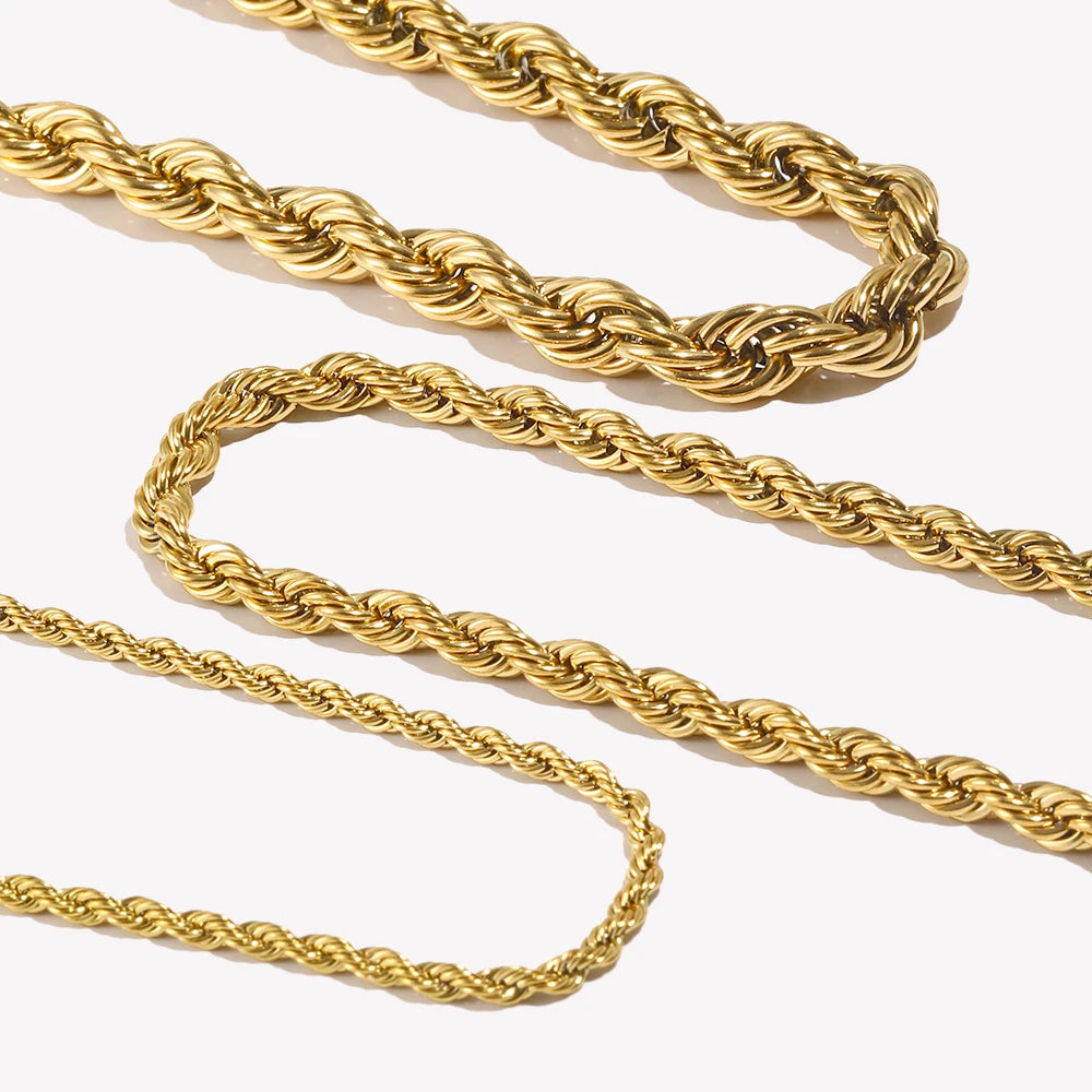 Ebbelle minimalista básico cor de ouro torcido corda corrente gargantilha colares para mulheres jóias de aço inoxidável colar de ouro