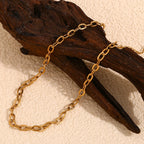 Ebbelle Simples em forma de O corrente gargantilha colar 18K banhado a ouro aço inoxidável básico empilhados joias femininas