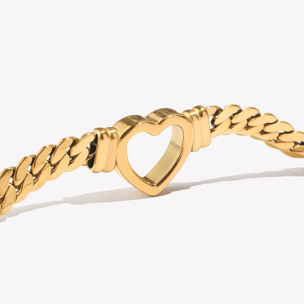 Ebbelle oco coração pingente corrente gargantilha de aço inoxidável feminino pescoço corrente à prova dwaterproof água 18k banhado a ouro jóias pingentes