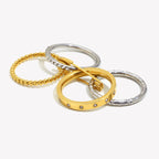 Ebbelle Anel de pino de segurança com múltiplas camadas de cor dupla da moda 18K banhado a ouro joias de declaração de aço inoxidável