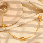 Ebbelle gargantilha com miçangas redondas de vários tamanhos, colar de aço inoxidável de alta qualidade banhado a ouro 18K joias da moda feminina