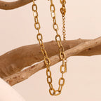 Ebbelle Simples em forma de O corrente gargantilha colar 18K banhado a ouro aço inoxidável básico empilhados joias femininas