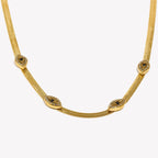 Moda Banhado A Ouro Herryingbone Cadeia Zircônia Cúbica Pavimentada Mau Olho Gargantilha Estilo Declaração Colar Para Mulher украшения на шею