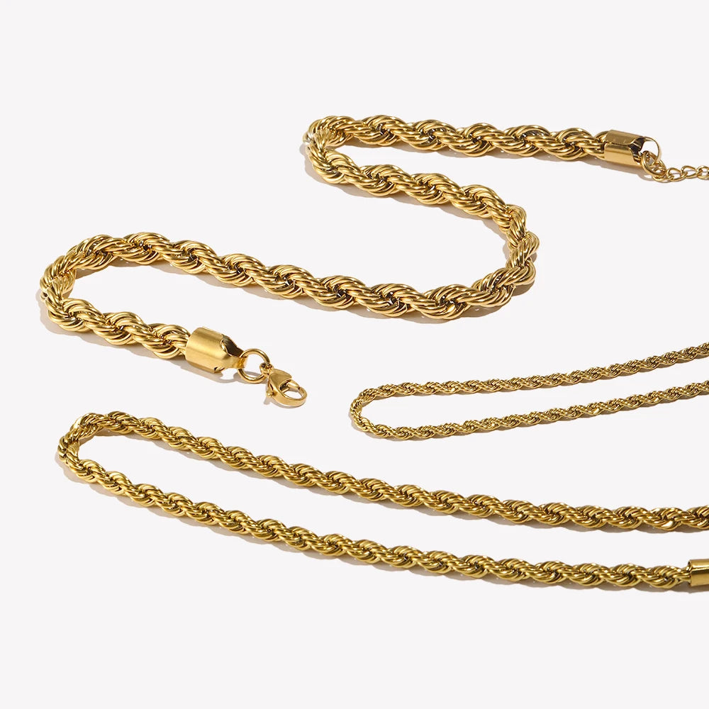 Ebbelle minimalista básico cor de ouro torcido corda corrente gargantilha colares para mulheres jóias de aço inoxidável colar de ouro