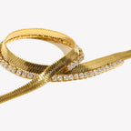 Ebbelle mais recente corrente aaa zircônia cúbica espinha de peixe corrente gargantilha colar de aço inoxidável banhado a ouro colares para mulher