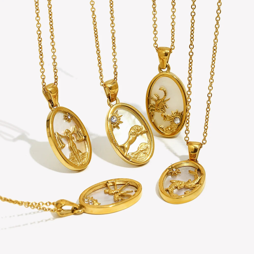 Ebbelle novo design de aço inoxidável constelação pingente colar banhado a ouro festa moda feminina pescoço jóias