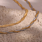 E.B. Belle-Trançado Cadeia Colar, Herryingbone Cadeia, Mix Gargantilha, Aço Inoxidável Curto, 2 Tons, Venda Quente