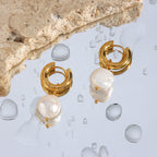 Ebbelle 2024 novo minimalista à prova dwaterproof água jóias de aço inoxidável mulher brinco natural de água doce pérola brincos de argola para mulher