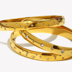 Ebbelle Minimalista Estrela Lua Strass Pulseira 18k Banhado A Ouro 316L Aço Inoxidável Charme À Prova de Água Joias Femininas