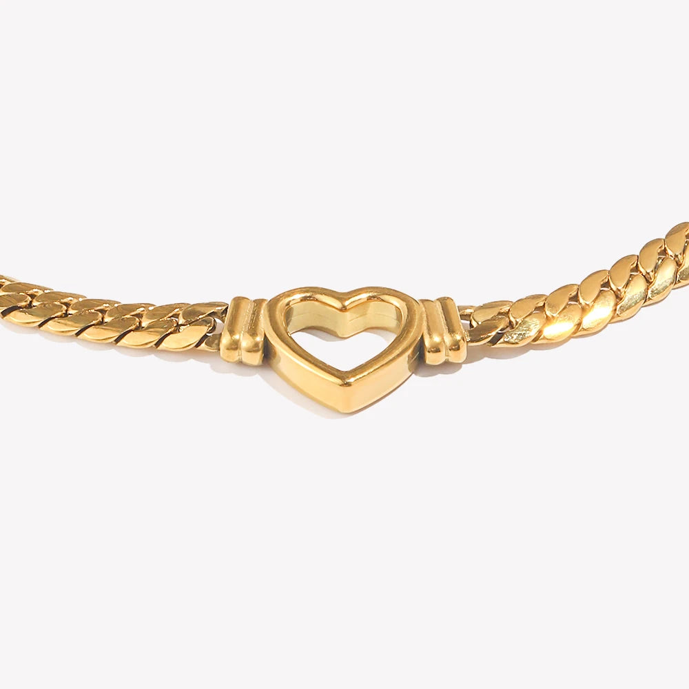 Ebbelle oco coração pingente corrente gargantilha de aço inoxidável feminino pescoço corrente à prova dwaterproof água 18k banhado a ouro jóias pingentes