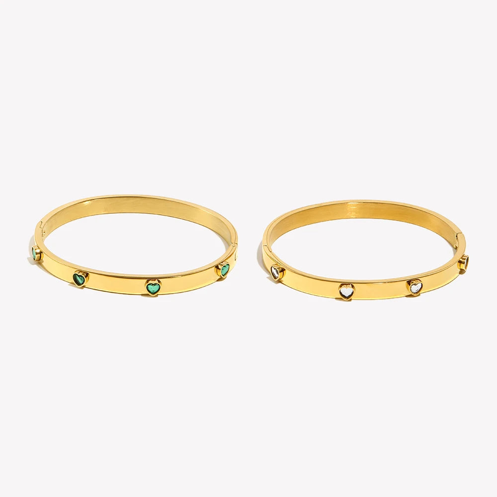 Ebbelle coração zircão fecho pulseira hipoalergênico 18k banhado a ouro pulseira para mulher 316l pulseiras de aço inoxidável jóias