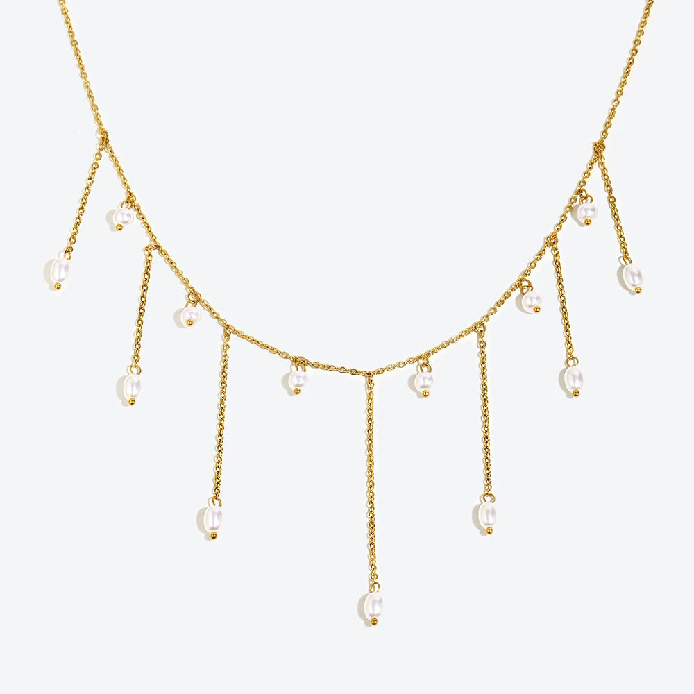 Ebbelle novo exagerado imitação de pérola borla colar pvd banhado a aço inoxidável feminino festa de casamento pescoço jewerly