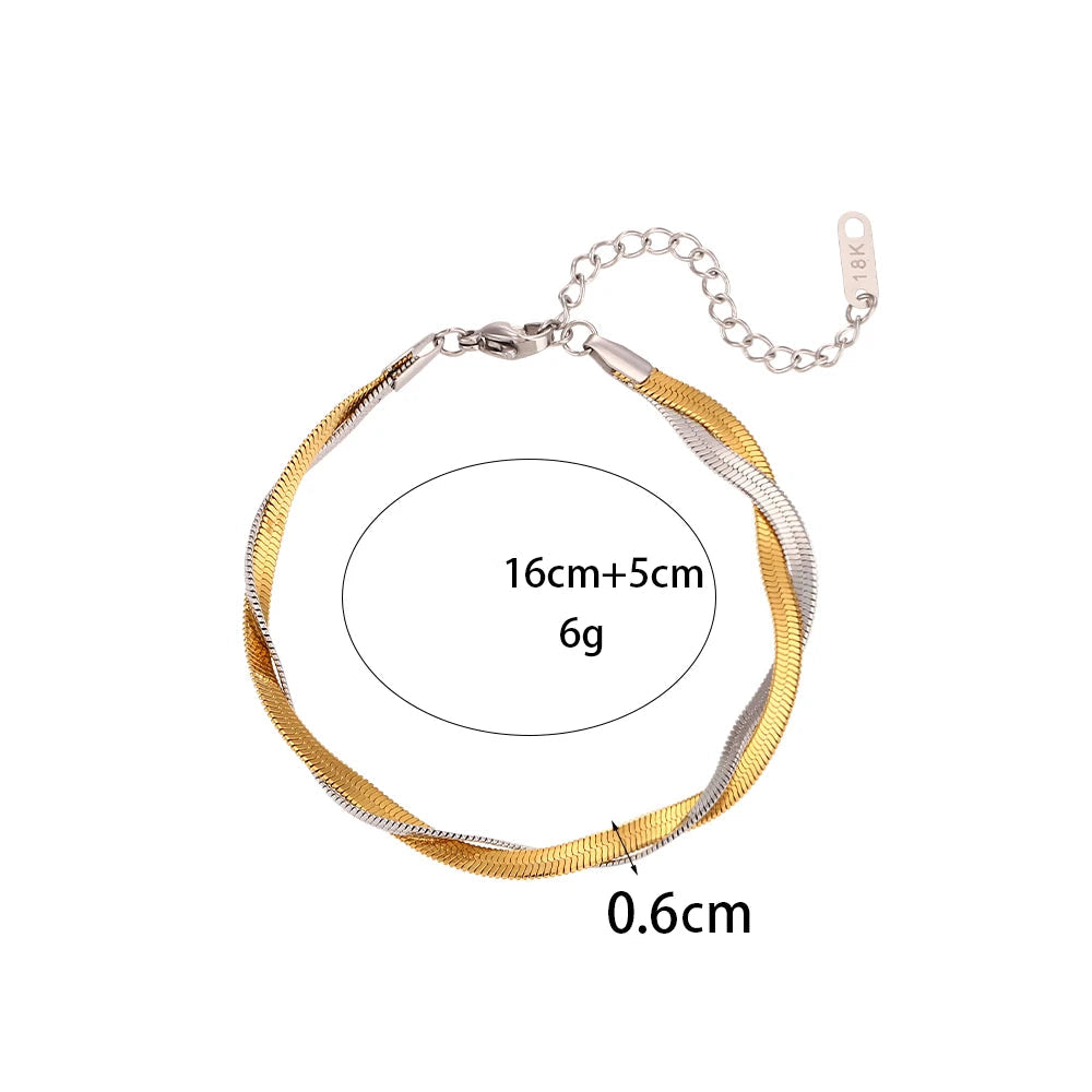 Gargantilha Trançada Bicolor em Aço Inoxidável